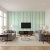 Wicker Stripe Lovely Day | Schumacher Wallcovering - Living Room Visualization (AI-generated, may not be to scale. Verify pattern scale with product specifications.)