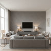 Labyrinth Metallic Mercury | Schumacher Wallcovering - Living Room Visualization (AI-generated, may not be to scale. Verify pattern scale with product specifications.)