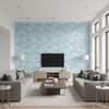 Timber ! Cloud | Schumacher Wallcovering - Living Room Visualization (AI-generated, may not be to scale. Verify pattern scale with product specifications.)