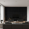 Dolomite Performance - Black (5010740) | Architectural Wallcoverings - Living Room Visualization (AI-generated, may not be to scale. Verify pattern scale with product specifications.)