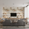 Scorza Bois D'automne | Elitis - Living Room Visualization (AI-generated, may not be to scale. Verify pattern scale with product specifications.)