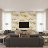 Scorza Lait De Sève | Elitis - Living Room Visualization (AI-generated, may not be to scale. Verify pattern scale with product specifications.)
