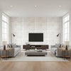 Stitched Horizontal by David Rockwell - Metallic White | Maya Romanoff - Living Room Visualization (AI-generated, may not be to scale. Verify pattern scale with product specifications.)