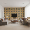Sigil Terre De Madras | Elitis - Living Room Visualization (AI-generated, may not be to scale. Verify pattern scale with product specifications.)