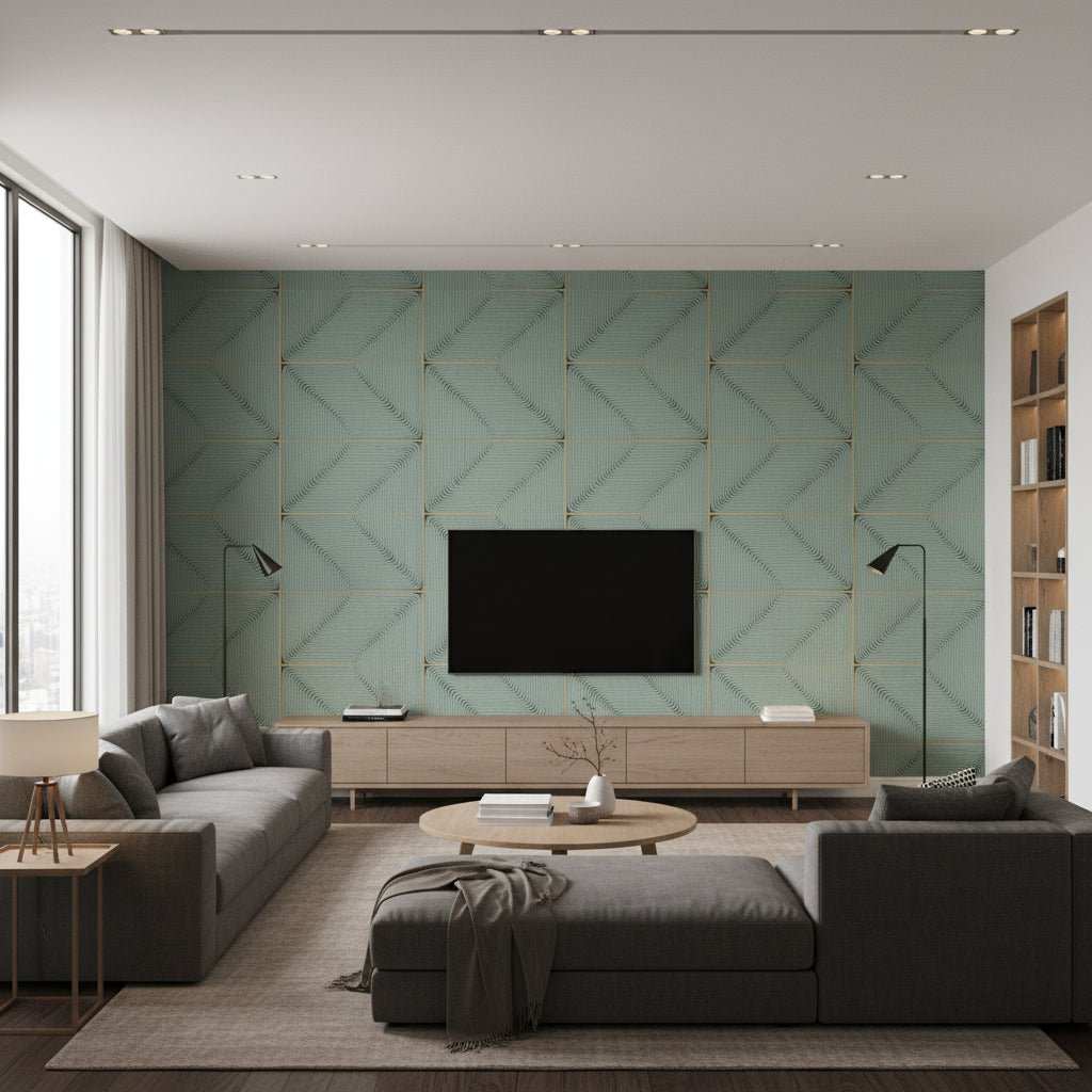 Sillage Le Chant Des Sirènes | Elitis - Living Room Visualization (AI-generated, may not be to scale. Verify pattern scale with product specifications.)