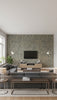 Wallmica - Labradorite Green | Maya Romanoff - Living Room Visualization (AI-generated, may not be to scale. Verify pattern scale with product specifications.)