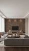 Wallmica - Tiger Eye | Maya Romanoff - Living Room Visualization (AI-generated, may not be to scale. Verify pattern scale with product specifications.)