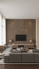 Wallmica - Sepia Quartz | Maya Romanoff - Living Room Visualization (AI-generated, may not be to scale. Verify pattern scale with product specifications.)