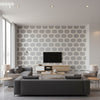 Starlit Lattice - Natural Pearl/Sylvie | Maya Romanoff - Living Room Visualization (AI-generated, may not be to scale. Verify pattern scale with product specifications.)