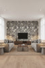 Sumatra Jungle Tropical Silk Monkey Wallpaper - Living Room Visualization (AI-generated, may not be to scale. Verify pattern scale with product specifications.)