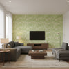 Sunlit Palm Sisal Wallcovering | Schumacher - Living Room Visualization (AI-generated, may not be to scale. Verify pattern scale with product specifications.)