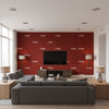 Stitched Vertical by David Rockwell - Candy Apple | Maya Romanoff - Living Room Visualization (AI-generated, may not be to scale. Verify pattern scale with product specifications.)