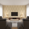 Caballo Camel Camel | Thibaut - Living Room Visualization (AI-generated, may not be to scale. Verify pattern scale with product specifications.)