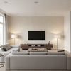 Lyndon Damask Grey Grey | Thibaut - Living Room Visualization (AI-generated, may not be to scale. Verify pattern scale with product specifications.)
