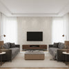 Bravado Ikat Grey Grey | Thibaut - Living Room Visualization (AI-generated, may not be to scale. Verify pattern scale with product specifications.)