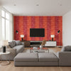 Solis Pink and Coral Pink and Coral | Thibaut - Living Room Visualization (AI-generated, may not be to scale. Verify pattern scale with product specifications.)