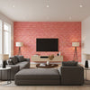 Rain Water Pink and Coral Pink and Coral | Thibaut - Living Room Visualization (AI-generated, may not be to scale. Verify pattern scale with product specifications.)