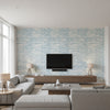 Ischia Spa Blue Spa Blue | Thibaut - Living Room Visualization (AI-generated, may not be to scale. Verify pattern scale with product specifications.)