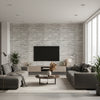 Ischia Light Grey Light Grey | Thibaut - Living Room Visualization (AI-generated, may not be to scale. Verify pattern scale with product specifications.)
