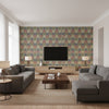 T10242 | Thibaut - Living Room Visualization (AI-generated, may not be to scale. Verify pattern scale with product specifications.)