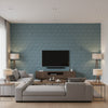 Milano Square Mineral Mineral | Thibaut - Living Room Visualization (AI-generated, may not be to scale. Verify pattern scale with product specifications.)