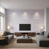 Morada Bay Lavender Lavender | Thibaut - Living Room Visualization (AI-generated, may not be to scale. Verify pattern scale with product specifications.)