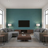 Zion Teal | Thibaut - Living Room Visualization (AI-generated, may not be to scale. Verify pattern scale with product specifications.)