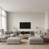 Prairie Weave Sterling | Thibaut - Living Room Visualization (AI-generated, may not be to scale. Verify pattern scale with product specifications.)