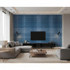 Inverness Blue Blue | Thibaut - Living Room Visualization (AI-generated, may not be to scale. Verify pattern scale with product specifications.)