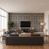 Kendall Charcoal taupe | Thibaut - Living Room Visualization (AI-generated, may not be to scale. Verify pattern scale with product specifications.)