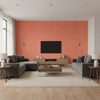 Bankun Raffia Coral Coral | Thibaut - Living Room Visualization (AI-generated, may not be to scale. Verify pattern scale with product specifications.)