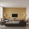 Flanders Metallic Gold gold | Thibaut - Living Room Visualization (AI-generated, may not be to scale. Verify pattern scale with product specifications.)