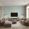 Flanders Aqua Aqua | Thibaut - Living Room Visualization (AI-generated, may not be to scale. Verify pattern scale with product specifications.)