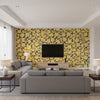 Tanzania Yellow and Grey Yellow and Grey | Thibaut - Living Room Visualization (AI-generated, may not be to scale. Verify pattern scale with product specifications.)