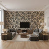 South Sea Black and Tan Black and Tan | Thibaut - Living Room Visualization (AI-generated, may not be to scale. Verify pattern scale with product specifications.)