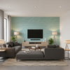 Madeira Chain Turquoise Turquoise | Thibaut - Living Room Visualization (AI-generated, may not be to scale. Verify pattern scale with product specifications.)