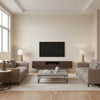Petite Diamond Beige Beige | Thibaut - Living Room Visualization (AI-generated, may not be to scale. Verify pattern scale with product specifications.)