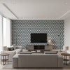 Desmond Navy Navy | Thibaut - Living Room Visualization (AI-generated, may not be to scale. Verify pattern scale with product specifications.)