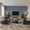 Starleaf Navy Navy | Thibaut - Living Room Visualization (AI-generated, may not be to scale. Verify pattern scale with product specifications.)