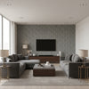Ebru Black Black | Thibaut - Living Room Visualization (AI-generated, may not be to scale. Verify pattern scale with product specifications.)