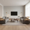 Baker Weave Grey Grey | Thibaut - Living Room Visualization (AI-generated, may not be to scale. Verify pattern scale with product specifications.)