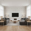 Stanbury Trellis Grey Grey | Thibaut - Living Room Visualization (AI-generated, may not be to scale. Verify pattern scale with product specifications.)