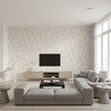 Cabrera Pearl Pearl | Thibaut - Living Room Visualization (AI-generated, may not be to scale. Verify pattern scale with product specifications.)