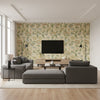 Lizette Navy and Neutral Neutral | Thibaut - Living Room Visualization (AI-generated, may not be to scale. Verify pattern scale with product specifications.)