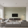 Stablewood Aqua Aqua | Thibaut - Living Room Visualization (AI-generated, may not be to scale. Verify pattern scale with product specifications.)