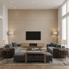Akoya Pearl Grey Brown Pearl Brown Pearl | Thibaut - Living Room Visualization (AI-generated, may not be to scale. Verify pattern scale with product specifications.)