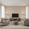 Pacific Weave Grey Grey | Thibaut - Living Room Visualization (AI-generated, may not be to scale. Verify pattern scale with product specifications.)