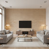 Andros Metallic Silver on Light Brown Light Brown | Thibaut - Living Room Visualization (AI-generated, may not be to scale. Verify pattern scale with product specifications.)