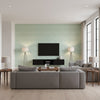 Martello Aqua Aqua | Thibaut - Living Room Visualization (AI-generated, may not be to scale. Verify pattern scale with product specifications.)