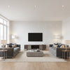 Sierra Metallic Silver on Metallic Silver on Soft Blue Metallic Silver on Soft Blue | Thibaut - Living Room Visualization (AI-generated, may not be to scale. Verify pattern scale with product specifications.)
